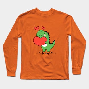 Cute Dinosaur with heart valentine day Long Sleeve T-Shirt